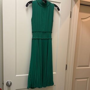 Nanette Lepore Green Pleated Midi Dress